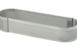 Cercle à tarte oblong perforé 14x5x2cm en inox