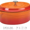 Cocotte en fonte émaillée ovale Agnelli Slowcook orange avec couvercle