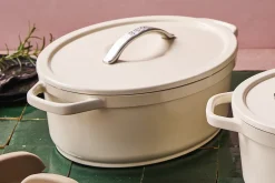 Cocotte ovale Beka Plume en aluminium 31cm - Beige
