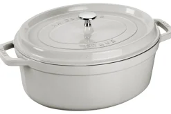 Cocotte STAUB ovale en fonte émaillée truffe blanche