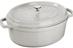 Cocotte STAUB ovale en fonte émaillée truffe blanche