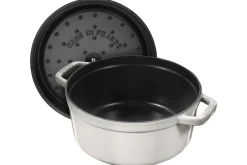Cocotte STAUB ronde en fonte émaillée truffe blanche