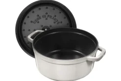 Cocotte STAUB ronde en fonte émaillée truffe blanche