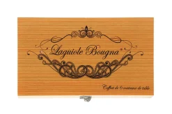 Coffret cadeau de 6 couteaux de table Laguiole Bougna manches en bois