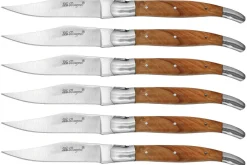 Coffret cadeau de 6 couteaux de table Le Bougna manches en Teck