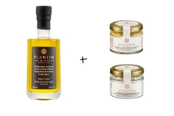 Coffret cadeau truffes Plantin : huile d'olives à la truffe noire + 2 verrines aromatisées