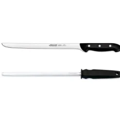 Coffret couteau à jambon + fusil Arcos MAITRE lame acier inox NITRUM