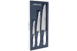 Coffret 3 couteaux Arcos Riviera White forgés : 1 Office + 2 Cuisines (15cm / 20cm)