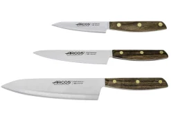 Coffret 3 couteaux de cuisine Arcos Nordika : 1 Office + 1 Chef 16cm + 1 Chef 21cm