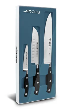 Coffret 3 couteaux de cuisine Riviera Arcos forgés (Chef+Santoku+Office)