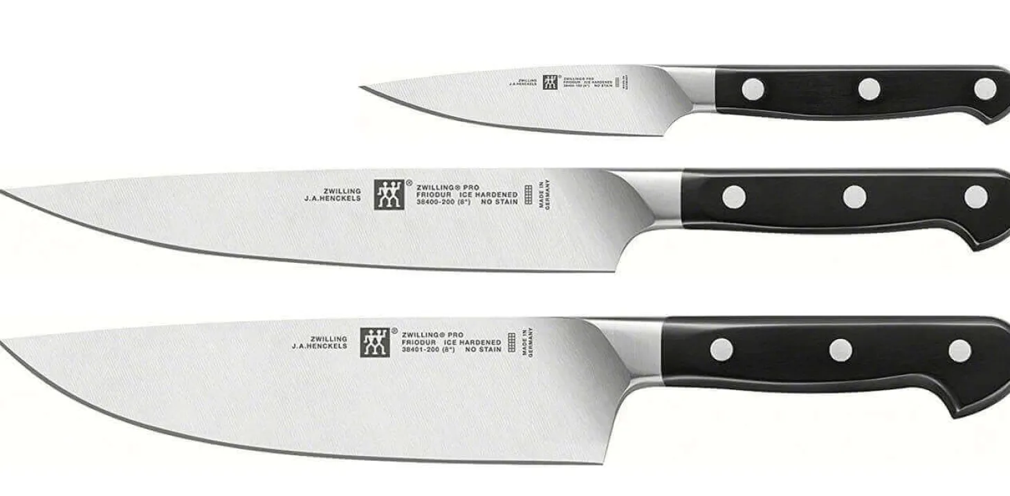 Coffret 3 couteaux de cuisine Zwilling Pro forgés - 1 office + 1 trancheur + 1 chef