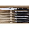 Coffret 6 couteaux de table Laguiole Arbalète G.DAVID inox 21cm manche en bois d'ébène
