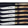 Coffret 6 couteaux de table Laguiole Arbalète G.DAVID 21cm inox manche façon corne blonde