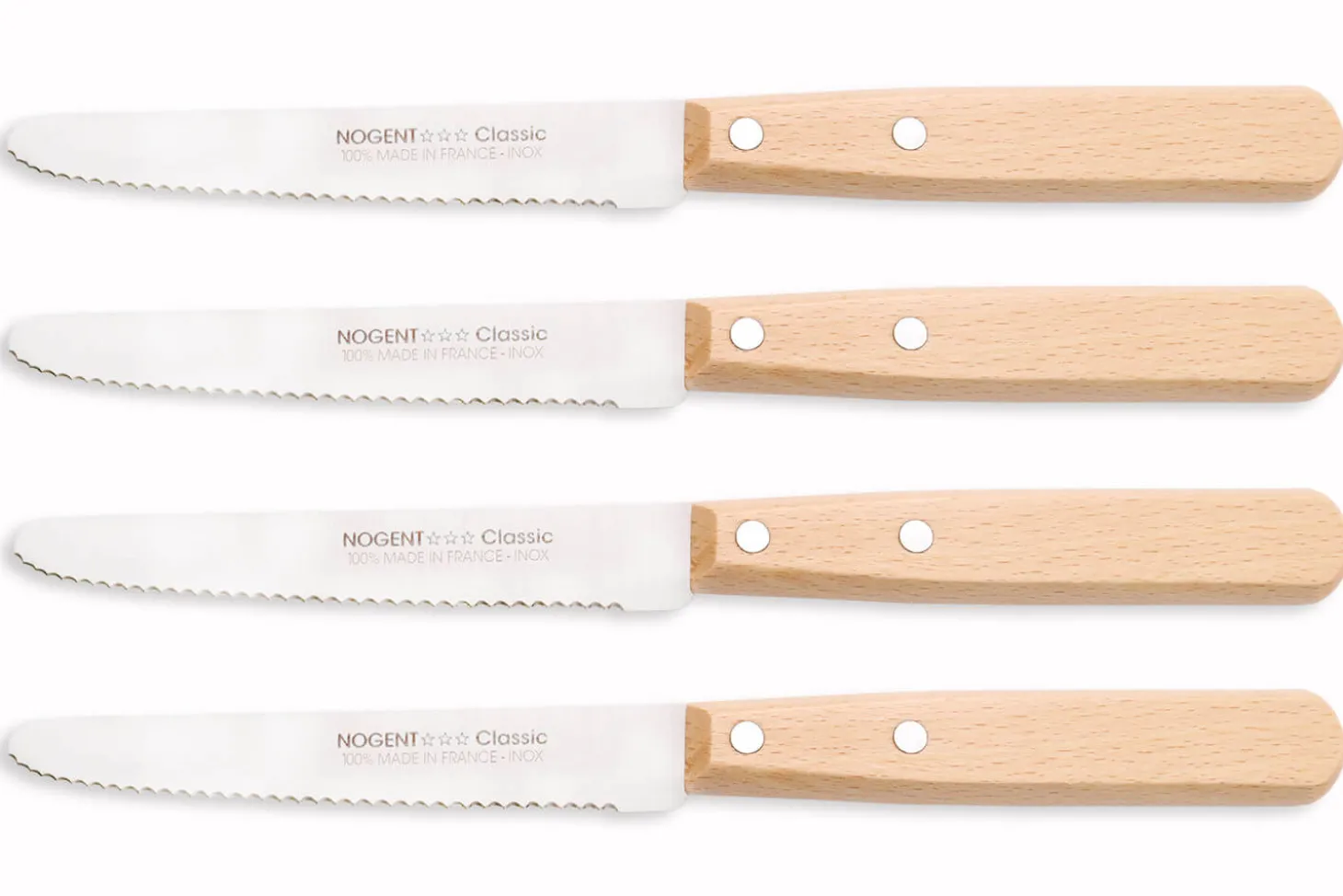 Coffret 4 couteaux de table Nogent Les Basiques manche en bois de hêtre