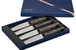 Coffret 4 couteaux de table Opinel Facette manche frêne sombre lame 11cm inox lisse