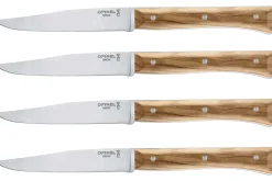 Coffret 4 couteaux de table Opinel Facette manche olivier lame 11cm inox lisse