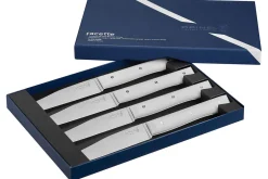 Coffret 4 couteaux de table Opinel Facette manche VittEr® blanc lame 11cm inox lisse