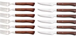 Coffret 6 couteaux + 6 fourchettes Arcos acier NITRUM manches en bois