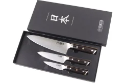 Coffret 3 couteaux Fukito Ebène X50 Chef + Universel + Office