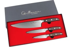 Coffret 3 couteaux Guillaume Leonard Cuistot acier inoxydable et santal rouge Chef + Office + Universel