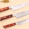 Coffret 3 couteaux japonais Satake Cutlery Brown Pakkawood chef + santoku + office
