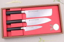 Coffret 3 couteaux japonais Satake Cutlery Traditional PP nakiri + santoku + office