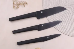 Coffret 3 couteaux japonais Satake Cutlery Black santoku + universel + office