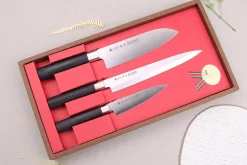 Coffret 3 couteaux japonais Satake Cutlery Traditional PP sashimi + santoku + office