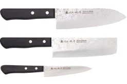 Coffret 3 couteaux japonais Satake Cutlery Nashiji santoku + nakiri + office
