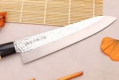 Coffret 3 couteaux japonais Satake Cutlery Tsuchime chef + santoku + deba