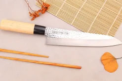 Coffret 3 couteaux japonais Satake Cutlery Tsuchime chef + santoku + deba