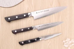 Coffret 3 couteaux japonais Satake Cutlery damas 69 couches chef + universel + office