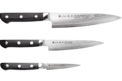 Coffret 3 couteaux japonais Satake Cutlery damas 69 couches chef + universel + office