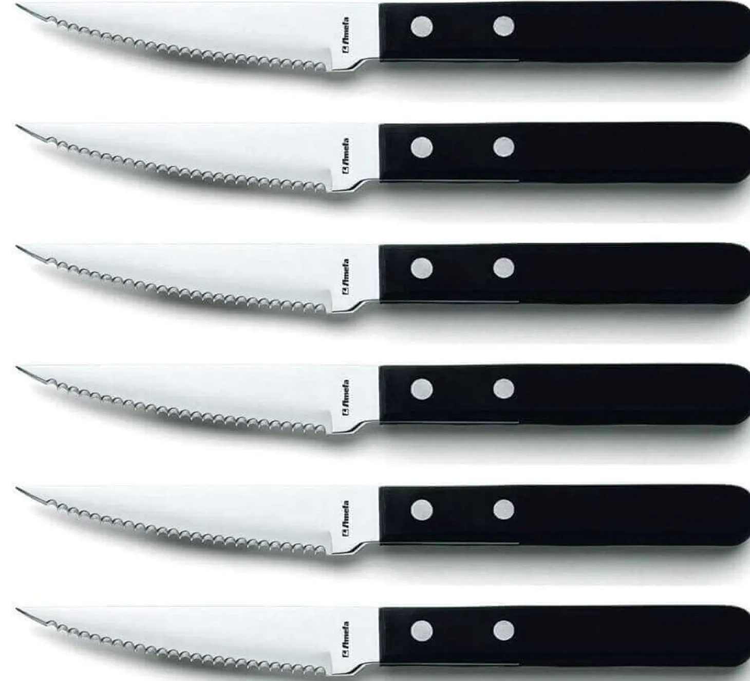 Coffret 6 couteaux à pizza Amefa inox et ABS noir
