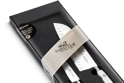 Coffret 2 couteaux Sabatier Toque blanche 100% forgé office + santoku