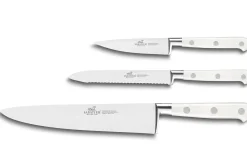 Coffret 3 couteaux Sabatier Toque blanche 100% forgé manches rivetés
