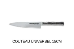 Coffret 3 couteaux Samura Bamboo tout inox AUS8 : Office + Universel + Chef