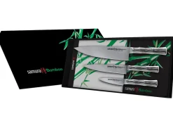 Coffret 3 couteaux Samura Bamboo tout inox AUS8 : Office + Universel + Chef