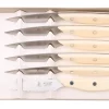 Coffret 6 couteaux à steak Au Nain Brasserie ivoire microdentés