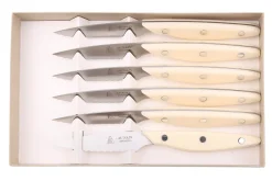 Coffret 6 couteaux à steak Au Nain Brasserie ivoire microdentés