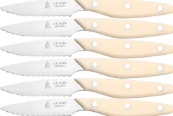Coffret 6 couteaux à steak Au Nain Brasserie ivoire microdentés