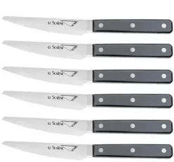 Coffret 6 couteaux à steak Au Nain Scalène 11cm micro-denté manches gris