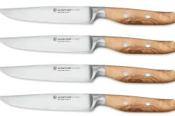 Coffret 4 couteaux à steak forgés Wüsthof Amici 12cm en bois d'olivier
