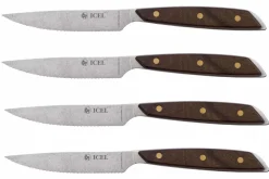 Coffret 4 couteaux à steak Icel lame dentelée 11cm manche droit en bois