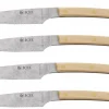 Coffret 4 couteaux à steak Icel lame dentelée 11cm manche incurvé bois d'érable