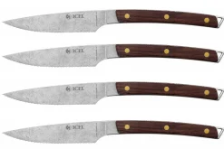 Coffret 4 couteaux à steak Icel lame dentelée 11cm manche incurvé en bois