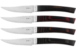 Coffret 4 couteaux à steak japonais Kanetsugu Nami damassées 4 coloris