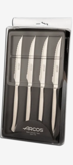Coffret 4 couteaux à steak monobloc Arcos acier inox microdentées 11cm