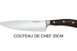 Coffret 3 couteaux Wüsthof Ikon forgés - office 9cm + tranchelard 20cm + chef 20cm