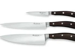 Coffret 3 couteaux Wüsthof Ikon forgés - office 9cm + tranchelard 20cm + chef 20cm